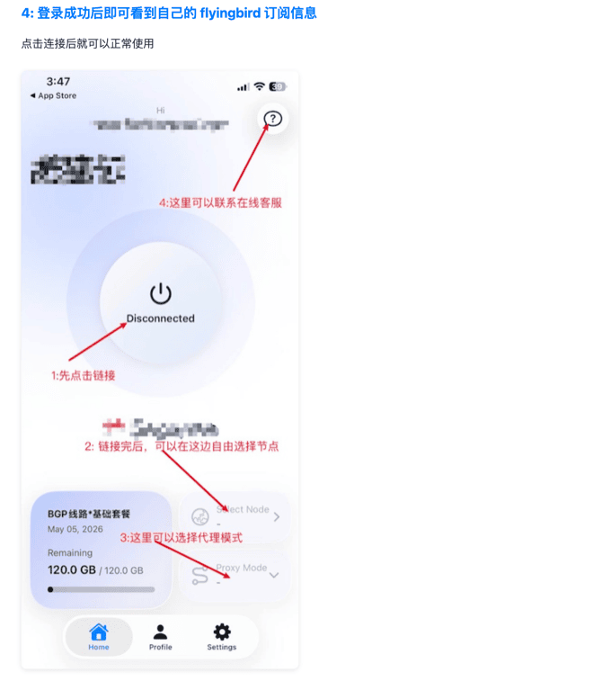 nextin 連線主畫面，含連線按鈕、節點選擇與剩餘流量